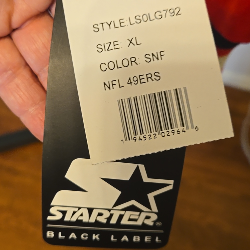 STARTER Black Label Black & White NFL 49ERS Hang Tag XL - Picture 2 of 4